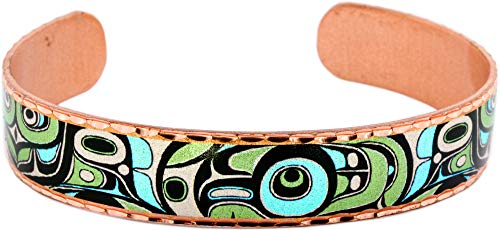 Image of FRONT LINE JEWELRY Northwest Native American Totem Bracelets - Artisan-Handmade West Coast Haida Copper Cuff for Men & Women | Unique Unisex Cultural Jewelry Gift Idea