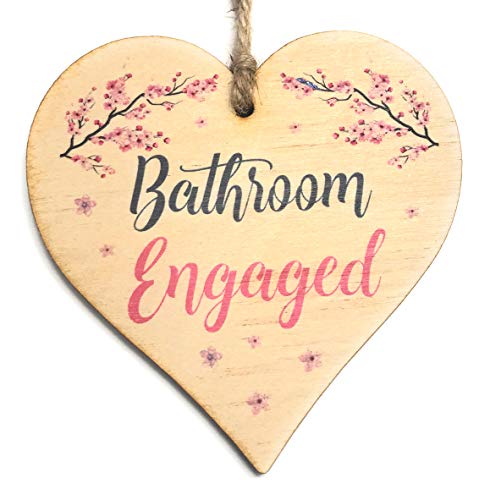 Engaged Vacant Bathroom Door Sign - Double Sided Wooden Heart Shaped Plaque – Decorative Cherry Blossom Design by Maisie Moo – Includes Hanging Twine - Cosy Home Interiors Engaged Vacant Bathroom Door Sign - Double Sided Wooden Heart Shaped Plaque – Decorative Cherry Blossom Design by Maisie Moo – Includes Hanging Twine