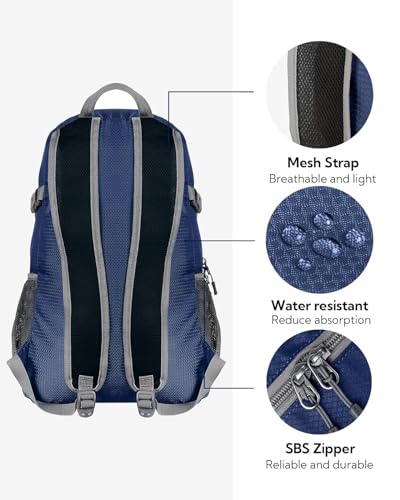 WATERFLY Ultraleicht Faltbar Klein Rucksack: 20L Leicht Packable Wanderrucksack Tagesrucksack Trekkingrucksack Outdoor Sportlich Backpack Travel Daypack für Herren Damen