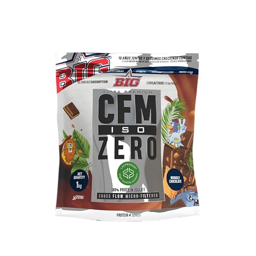 BIG - Proteina Isolada - Proteinas Whey para Masa Muscular - Whey Protein Isolate - Proteína en Polvo Materia Prima Premium Sin Grumos, Baja en Lactosa, Sin Azúcares Añadidos (1kg,Mowgly Chocolate)