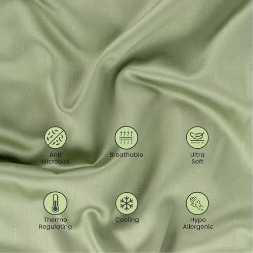 Image of Mush Bamboo Pillow Cover Set of 2 | 400 TC | Bamboo Solid Pillow Cover for Hair and Skin,Breathable, Silky Soft & Envelope Pillowcases for Hot Sleepers & Night Sweats | 17 inchx27 inch (Forest Shadow, King)