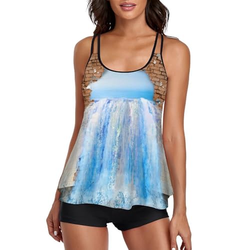 Maillot de bain tankini dissimulant ventre femme ensemble bikini short plage