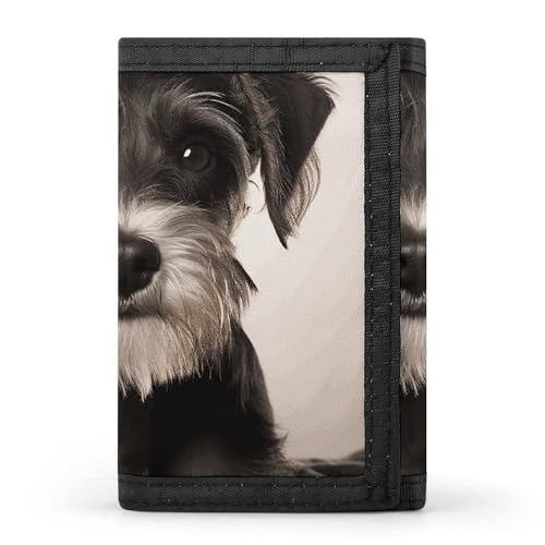 Cute Schnauzer Mens Trifold Wallet Minimalist Wallet for Men, Rfid Blocking Wallets, 8 Credit Card Holder 1 Note Pocket Coin Pocket & Id Window, Portable Slim Tri Fold Wallets3