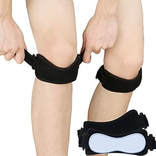 Knee Brace Straps, Patellar Tendon Support Strap with Silicone for Knee Pain Relief, Tendonitis, Jumpers Knee, Hiking, Soccer, Basketball, Running, Tennis, Volleyball, Squats - 2 Pack
