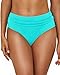 Tempt Me Women Light Blue Mid Rise Bikini Bottoms Full Coverage Swimsuit Ruched Scrunch Swim Bottom S