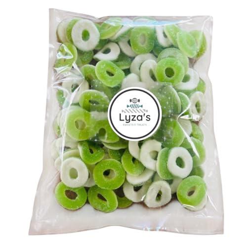 2 LB Green Apple Gummy Rings - Dye Free & HALAL Certified Gummy Candies - One Bulk Bag