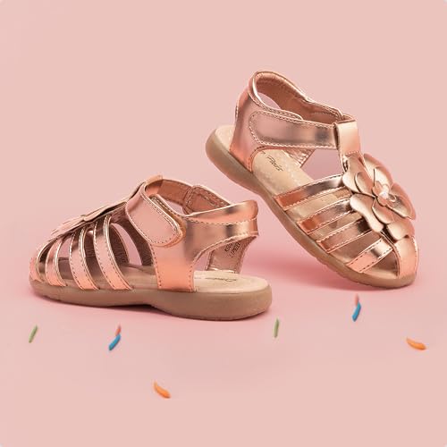 Image of DREAM PAIRS Girls Toddler /Little Kid Closed-Toe Flower Summer Dress Sandals Shoes