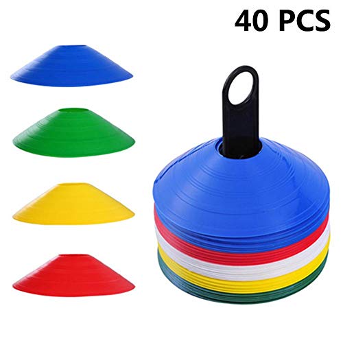 Euopat Cono da Traffico per Allenamento Sportivo, Coni per Bambini Home Gym Football Training Soccer 4 Colori (40 Pezzi)