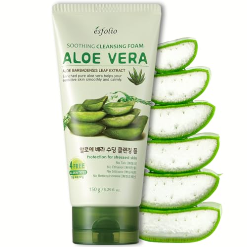 esfolio Aloe Vera Soothing Cleansing Foam &ndash; Gentle Hydrating Face Wash for Sensitive Skin...