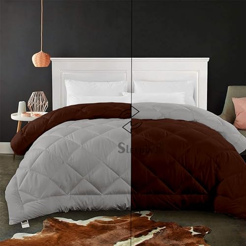 Image of 600 GSM Heavy Winter Single Bed Comforter | Microfiber, Breathable, Reversible,Soft, Lightweight & Machine Washable Comforter for Single Bed 60x90 Inch - ChocolateSilver
