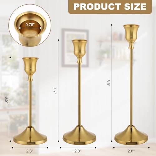 Tunyet Candlestick Holders, 6PCS Metal Taper Candle Holder, Brass Gold Candle Holders for Candlesticks, Candle Holder for Wedding Fireplace Mantel Housewarming Gift by Tunyet - Image 2
