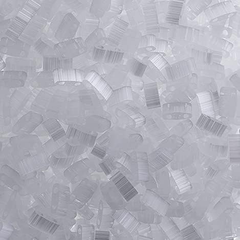 Miyuki TILA Half Cut 5x2.3mm 2 Hole White Transparent HTL0037 250Gms Bulk Bag of Japanese Glass Beads