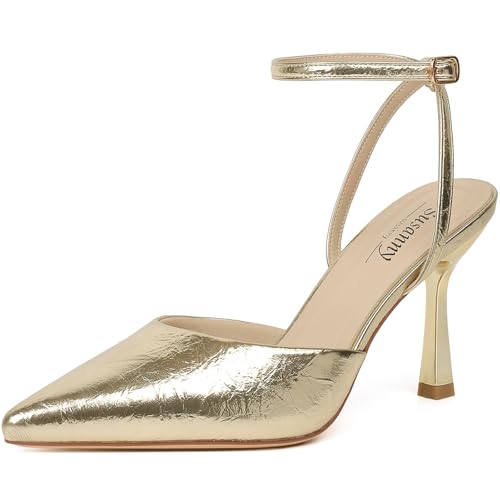 Image of Susanny Heels for Women Stiletto Closed Pointed Toe Backless Dress Shoes High Heels Sexy Kitten Pumps Wedding Guest Party Dance Prom Dressy Comfort Shoes