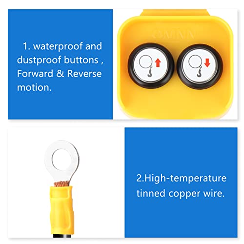 Meanlin Winch Hand Control Assembly, Crane Push Button Switch, For 1500Lbs To 5000Lbs 12V Up-Down Crane Pendant Hand-Held Control Station Replacement (Yellow) #TOP2