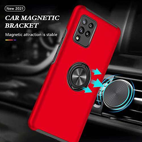Image of Galaxy A42 5G Case for Samsung A42 Case Military Grade Shockproof Built-in Ring Holder Kickstand Car Mount Armor Heavy Duty Protective Case for Galaxy A42 Phone Case (Red)