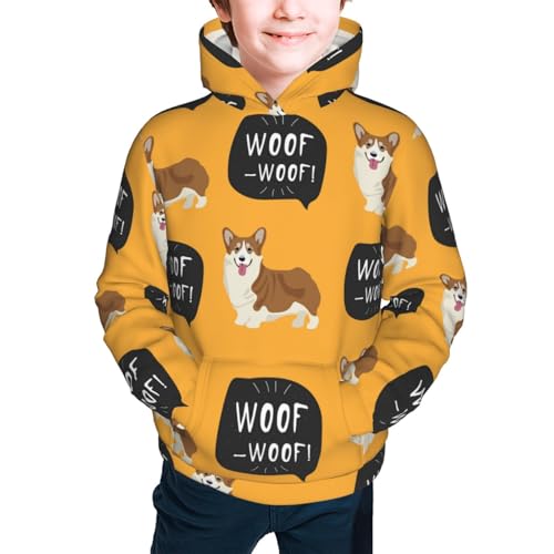 Corgi Kid Hoodies Boys Sweatshirts Girls Pullover with Pocket3
