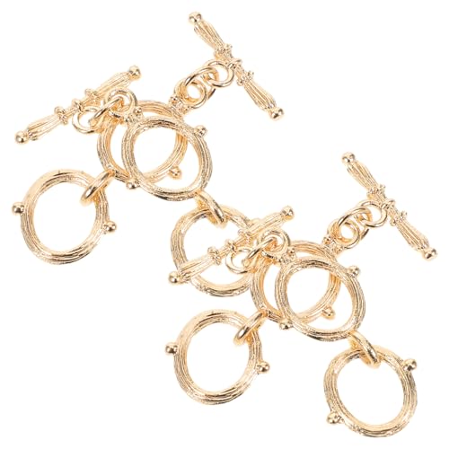 BESTonZON 4Pcs Toggle Clasps Jewelry Extender Converters with T Bar and Ring, Chain Extensions for Necklace and Bracelet DIY, Handmade Jewelry Fastening Clasps for Repair and Crafting
