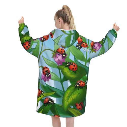 Couverture à capuche EdWal coccinelle pour vos soirées canapé cocooning - 3