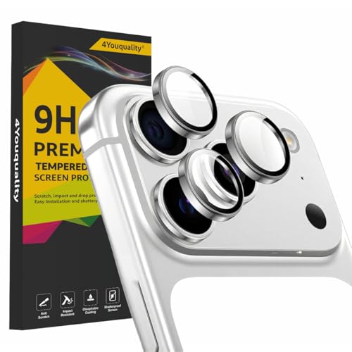 Image of 4youquality Camera Lens Protector for iPhone 17 Pro / iPhone 17 Pro Max (Silver) - 9H Tempered Glass, HD Clear, Scratch Resistant, No Flash Interference, Easy Installation, Case Friendly (Available in Pack of 1 & 3)