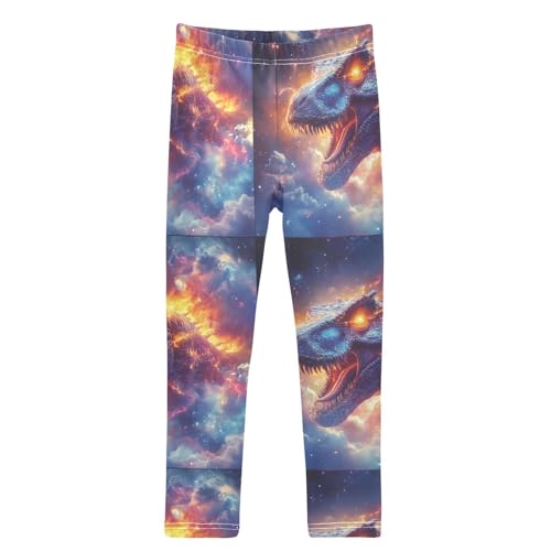Boccsty Colorful Galax Lightning Dino Eyes Fire Dinosaur Girls Leggings Kids Yoga Pants Dance Active Tights 4T