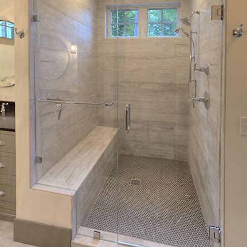 2 Pack Goldenwarm Shower Glass Door Hinges Stainless Steel Shower Gate Hardware 90 Degrees Opening Angle Shower Room Doors Hinge Replacement Parts, Satin Nickel Finish #TOP5