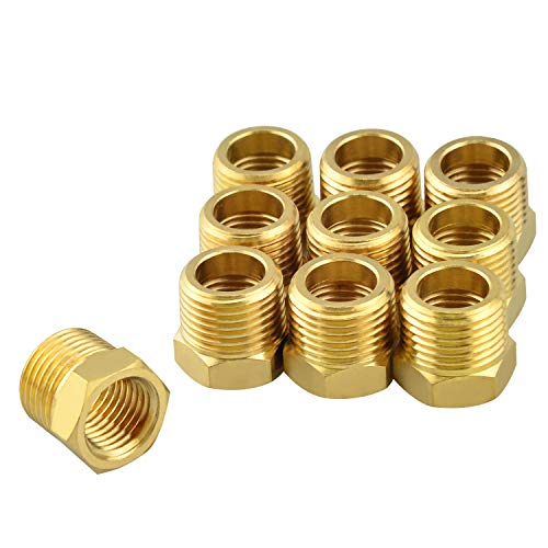 Gasher 10 Pieces Brass Hex Bushing 1/2