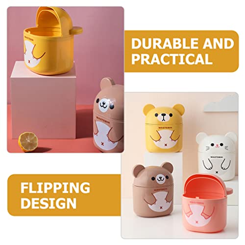 Image of LIFKOME Small Trash Can Mini Trash Bin with Lid Cute Cartoon Bear Desktop Wastebaskets Desktop Waste Garbage Bin for Bedroom LivingRoom Desk Car Office Kitchen