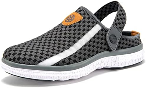 Unisex Garden Clogs Shoes Home House Slippers Summer Slip On Shoes Arch Support Casual Beach Sandals Indoor Outdoor Mules for Men Women Deep Grey, 10.5 Women/9 Men, Lable Size 42