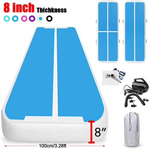 KIKILIVE Air Track Tumbling Mat, 4/8inches Thickness Between 10ft to 39ft Inflatable Gymnastics