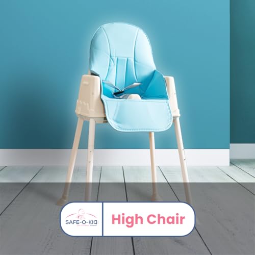 Image of Safe-O-Kid Multifunctional High Chair with 1 Year Warranty and Feeding Set, Adjustable, Foldable, and Comfortable with Soft Cushion & Removable Tray | 6 Months to 5Years I Blue