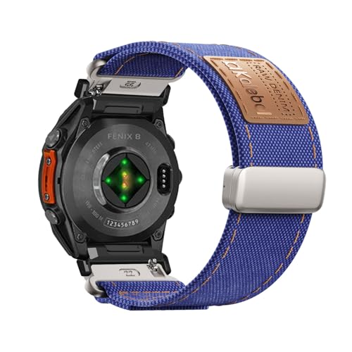 キャン布製 腕時計バンド 対応 Garmin Fenix 8 47mm 用 交換用ストラップ 弾性ナイロン製 替えベルト 編組ストラップ 磁気バックル 換えベルト マグネットバンド コンパチブル Garmin Fenix 8 47mm クル付き スマートウ