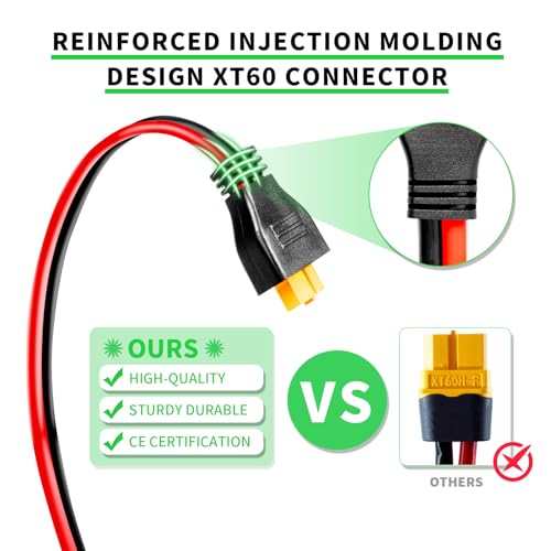 Ansoufien Solar Panel Connector to XT60 Connector Cable 10FT, 10AWG Solar to XT60 Charge Extension C