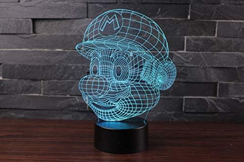Super Mario Figuras 3D Illusion Lights Lamp,LED Table Desk Decor 7 Colors Touch Control USB Powered Party Decoration Lamp,3D Visual Lamp for Home Décor Xmas Birthday Gifts