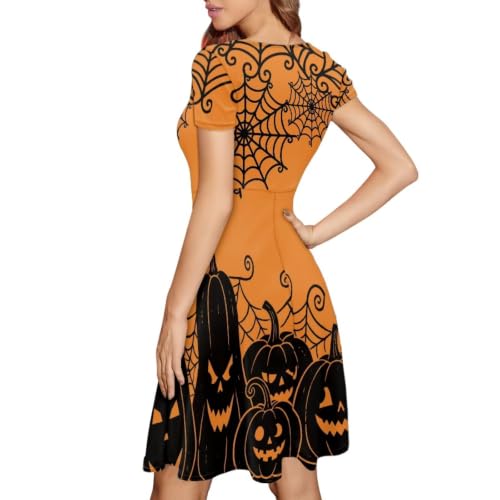 Image of Forchrinse Summer Dresses for Women Crew Neck Short Sleeve Midi Dress Casual Beach Vacation Sundress