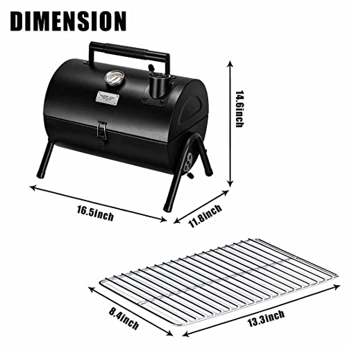 MAISON HUIS Adjustable Portable Charcoal Grill Multi-functional Metal Small BBQ Smoker for Outdoor Hiking Picnic(Black) - Thumbnail 2