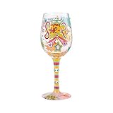 Enesco Designs by Lolita You're a Super She-Ro Artisan Hand-Painted Wine Glass, 15 Ounce, Multicolor