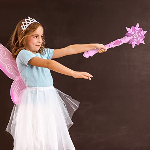 Light Up Frozen Snowflake Wand With Sound, Magic Wand For Kids Girls Princess Birthday Party (Motion Sensitive) Costume Accessories 2 Pieces (Blue & Pink) #TOP4
