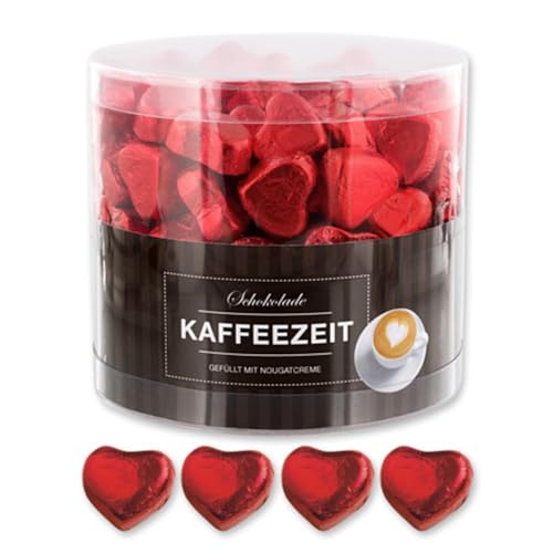 Günthart 150 Stück rote Schokoladen Herzen mit Nougatfüllung Nougatcreme Kaffeezeit...