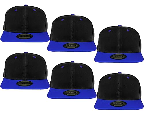 Image of Gelante Plain Blank Flat Brim Adjustable Snapback Baseball Caps LOT 6 Pack