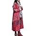 LUZU JUNU Women's Trench Coat Floral Print Long Cotton Linen Jacke Cottagecore Clothing Patchwork Outwear Bohemian unique(US, Alpha, XX-Large, Regular, Regular, Rose)