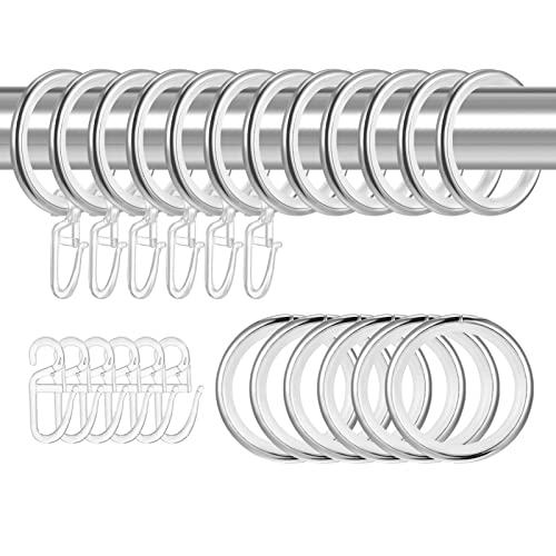 tonyg-p 20 Stücke Metall Vorhangringe Vorhang Hängend Ringe mit Gleiteinlage und Kunststoff Gardinenhaken für Fenster Tür Duschvorhänge, 30 mm Innendurchmesser (Silber)