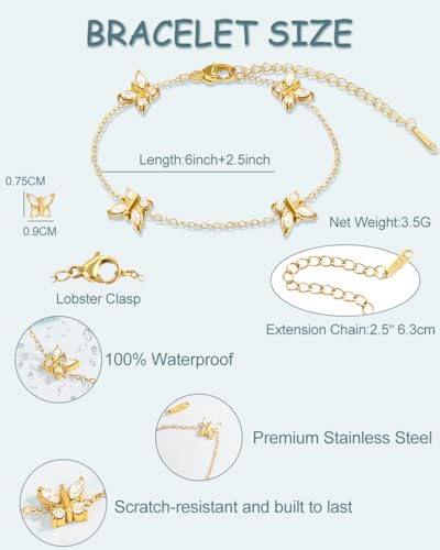 Gold Bracelet for Women 18K Gold Plated Stainless Steel Dainty Heart Chain Bracelets Meaningful Gifts for Her Sister Best Friend or Yourself4