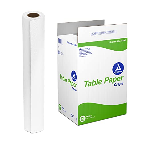 Dynarex Table Paper, Crepe and High-Quality Exam Table Paper, Used in Medical, Massage, and Chiropractic Tables to Protect Patients, 18" x 125 ft., 1 Case of 12 Table Papers, Crepe