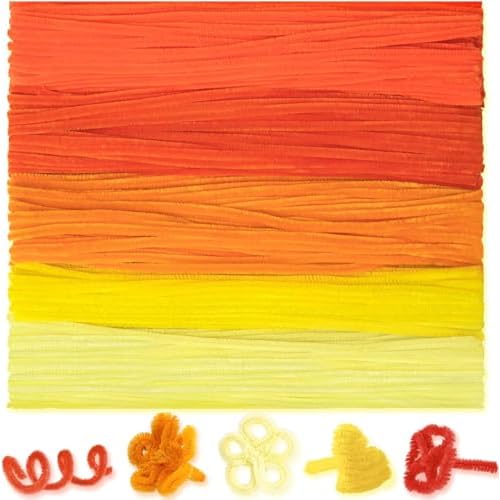 500 Pieces Yellow Pipe Cleaners Craft Flower Kit, Chenille Stems for Flowers Craft Supplies Fluffy Fuzzy Sticks for DIY Art Projects Creative Gift Wra