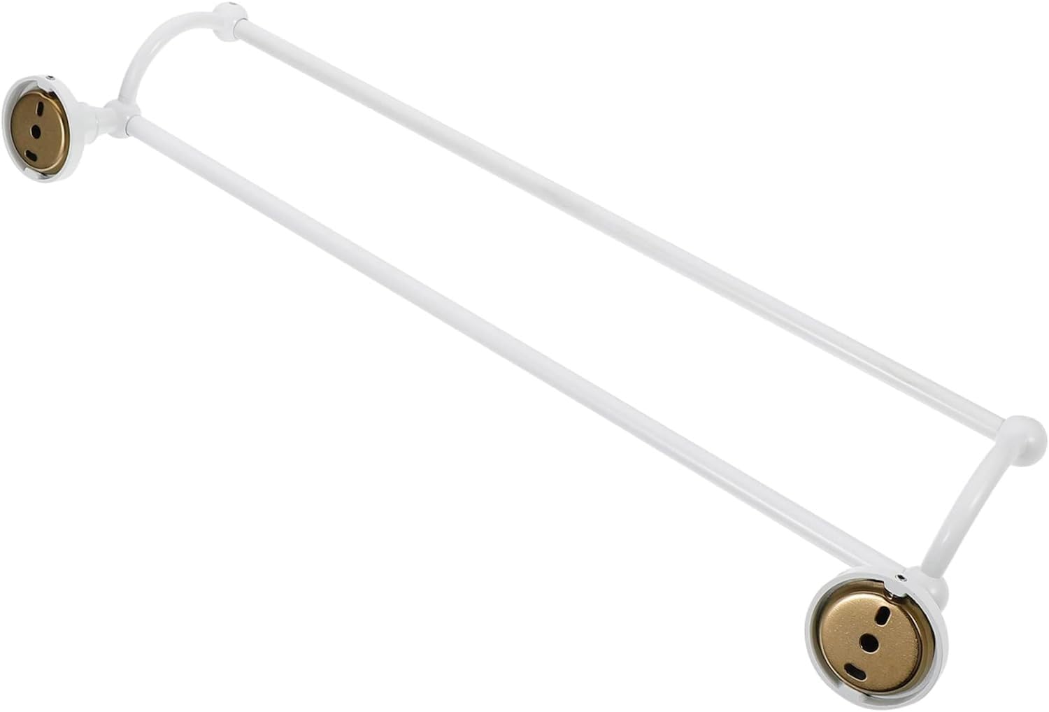 Towel Racks Rail Bath Holder Double Bar Rack Shelf Storage Bathroom Dish Cloth Hanger Wall Hanging(White)