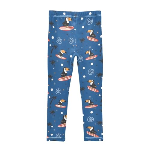 Toucan Surfing Palm Tree Girls Leggings Soft Stretch Workout Yoga Dance Pants for Kids Casual Tights2