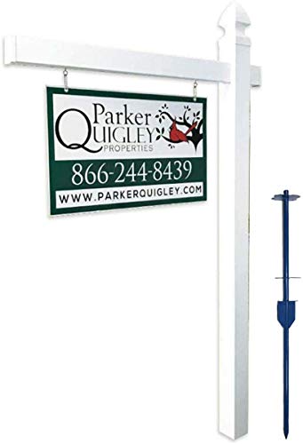 4Ever Products Vinyl PVC Real Estate Sign Post - White - 6' Tall Post White 47