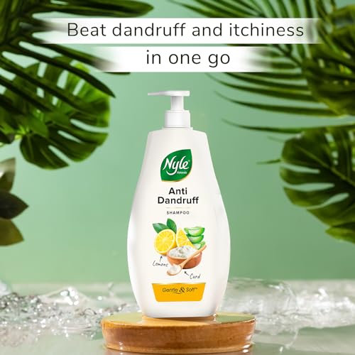 Image of Nyle Naturals Anti Dandruff Shampoo|For Dandruff Free Hair |Enriched With Curd & Lemon |Gentle & Soft Shampoo For Men & Women, 1L