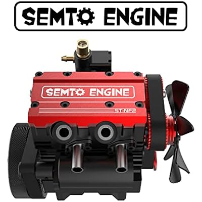 Mini Engine Model Kit, SEMTO ST-NF2 7.0cc Inline Double-Cylinder Four-Stroke Air-Cooled Nitro Interal Combustion Engine Model, DIY Physics Experiment Toys for Adults