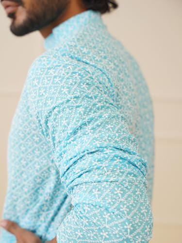 Image of Jompers Men Chikankari Embroidered Kurtas|Cotton|Regular Fit